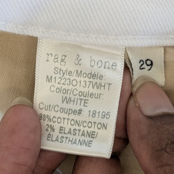 Rag and Bone Fit 2 Slim Jeans - Sz 29 - White - Picture 5 of 5